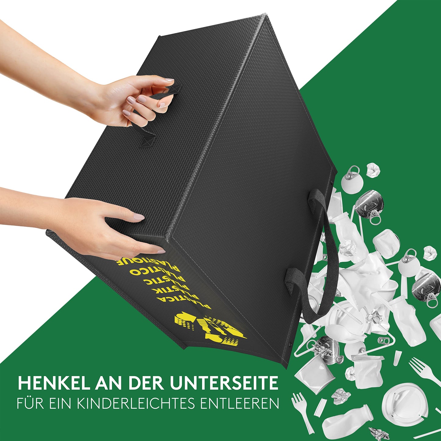 PTMS® Mülleimer 3 Fächer - Mülltrennsystem für Papier, Glas und Plastik - Umweltfreundliche Recycling Organizer Taschen aus sehr resistenten und wiederverwendbaren Materialien - Einfache Entleerung