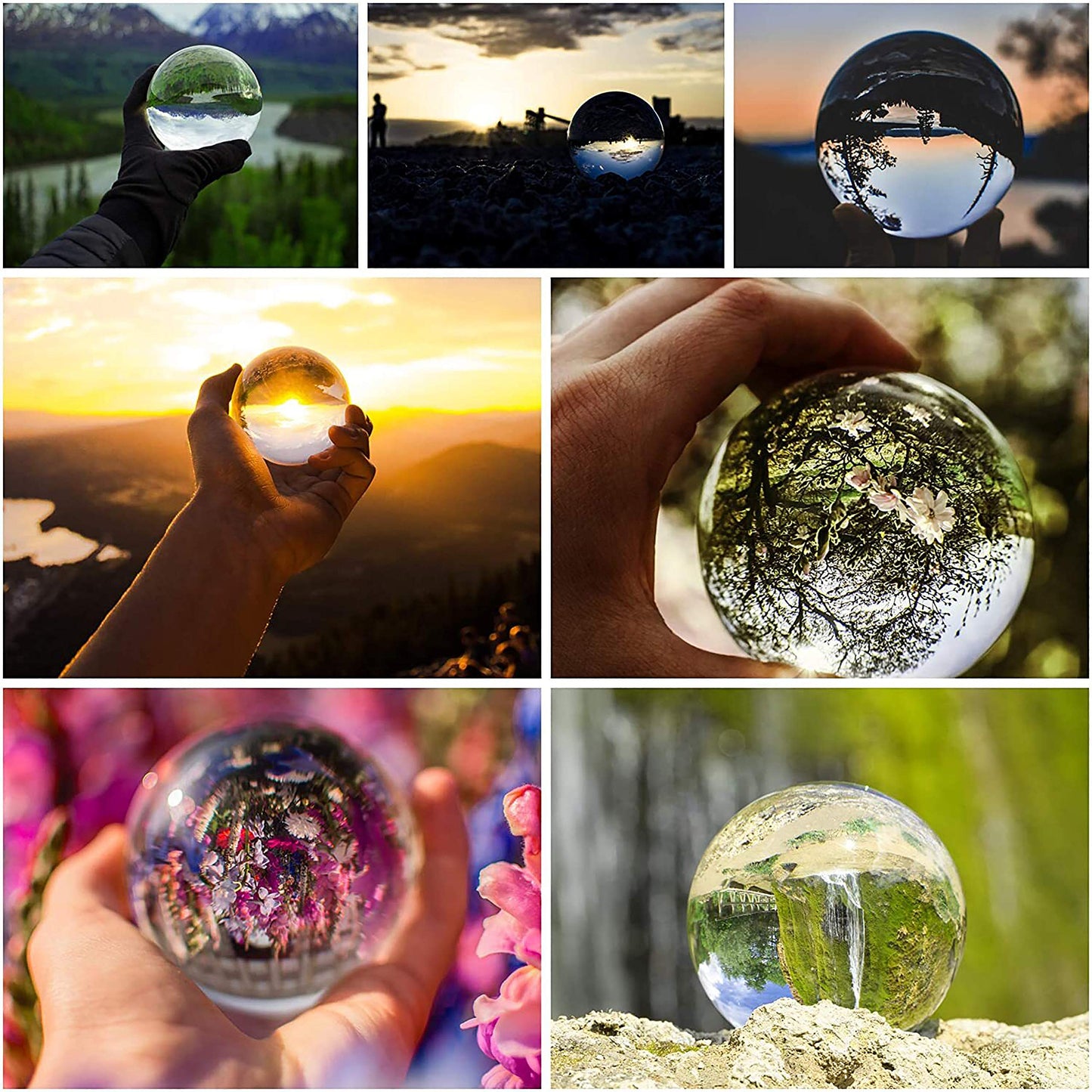 BELLE VOUS K9 Glaskugel 80mm - 8cm Fotokugel mit Kristall Ständer, Samt Tasche, Mikrofasertuch, Geschenkbox – Klare Kristallkugel Lensball für Fotografie – Glas Kugel Wahrsager & Meditation