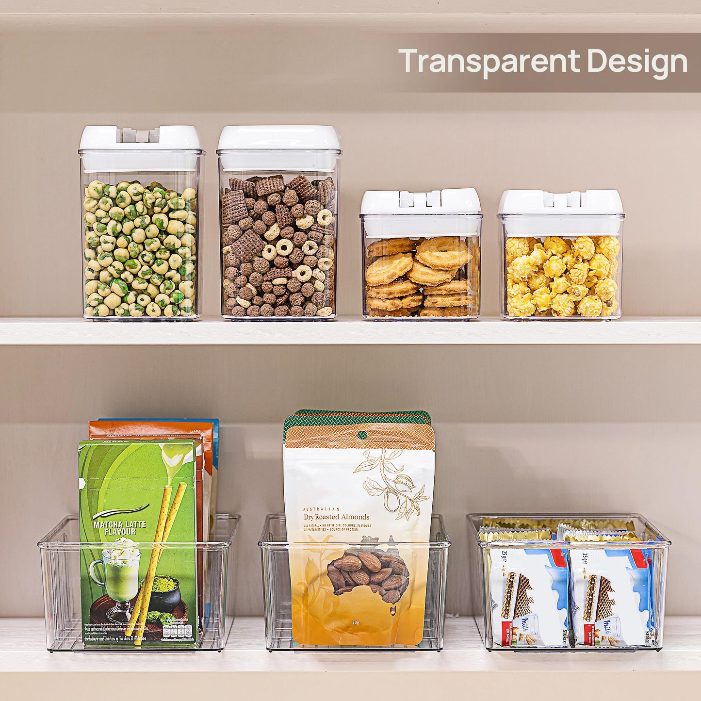 Vtopmart 4er Kühlschrank Organizer mit 4 Fächern, BPA-Freie Küche Stapelbarer Lebensmittel aufbewahrungsbox für Teebeutel,Snacks,Gewürze