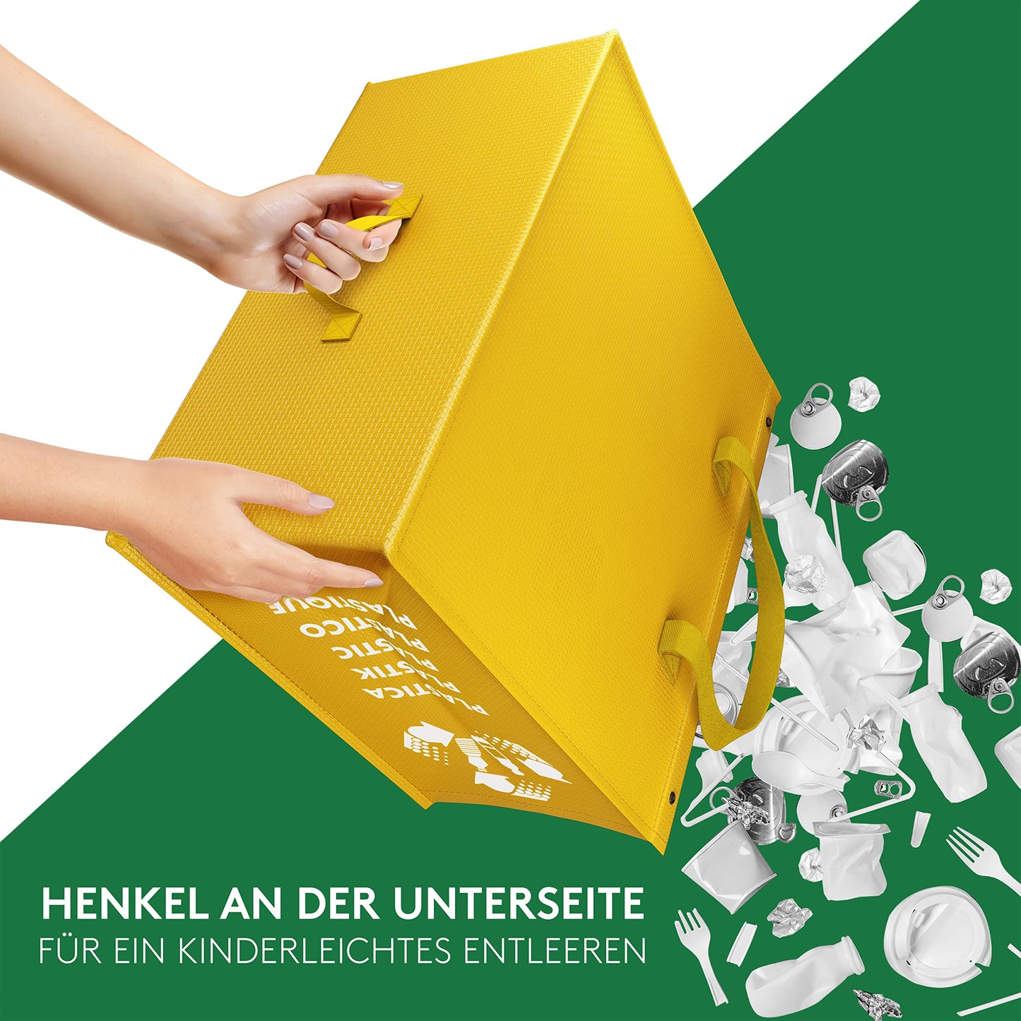 PTMS® Mülleimer 3 Fächer - Mülltrennsystem für Papier, Glas und Plastik - Umweltfreundliche Recycling Organizer Taschen aus sehr resistenten und wiederverwendbaren Materialien - Einfache Entleerung