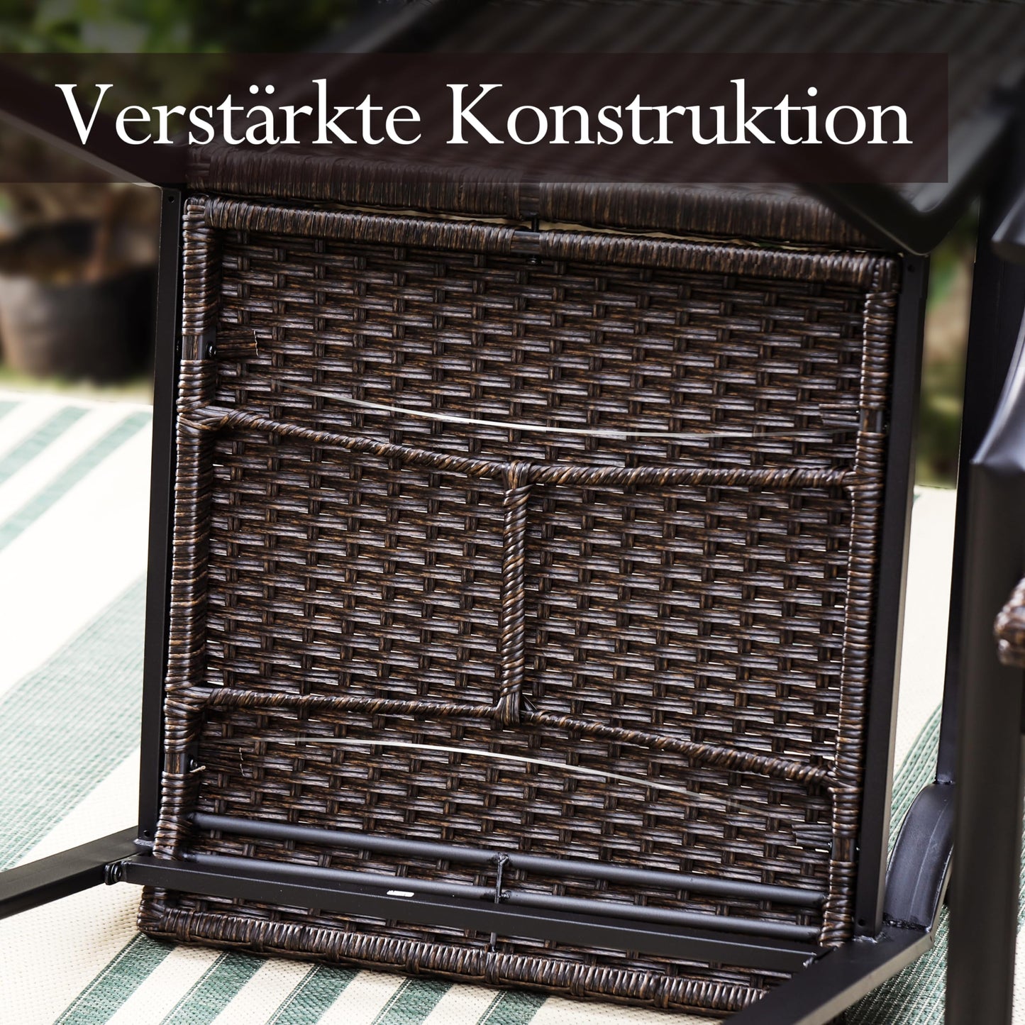 MFSTUDIO Rattan Balkonstuhl 2er Set, Garten Stühle Wetterfest, Schwarzbraunes Rattan, Stahlrahmen, Ergonomischer Hochlehner, Outdoor Sessel für Terrasse, Balkon, Bistro