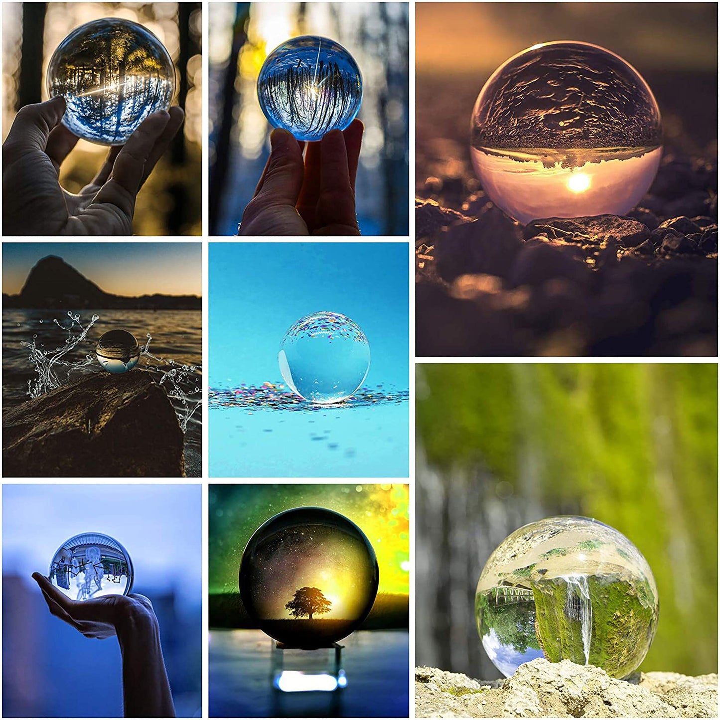 BELLE VOUS K9 Glaskugel 80mm - 8cm Fotokugel mit Kristall Ständer, Samt Tasche, Mikrofasertuch, Geschenkbox – Klare Kristallkugel Lensball für Fotografie – Glas Kugel Wahrsager & Meditation