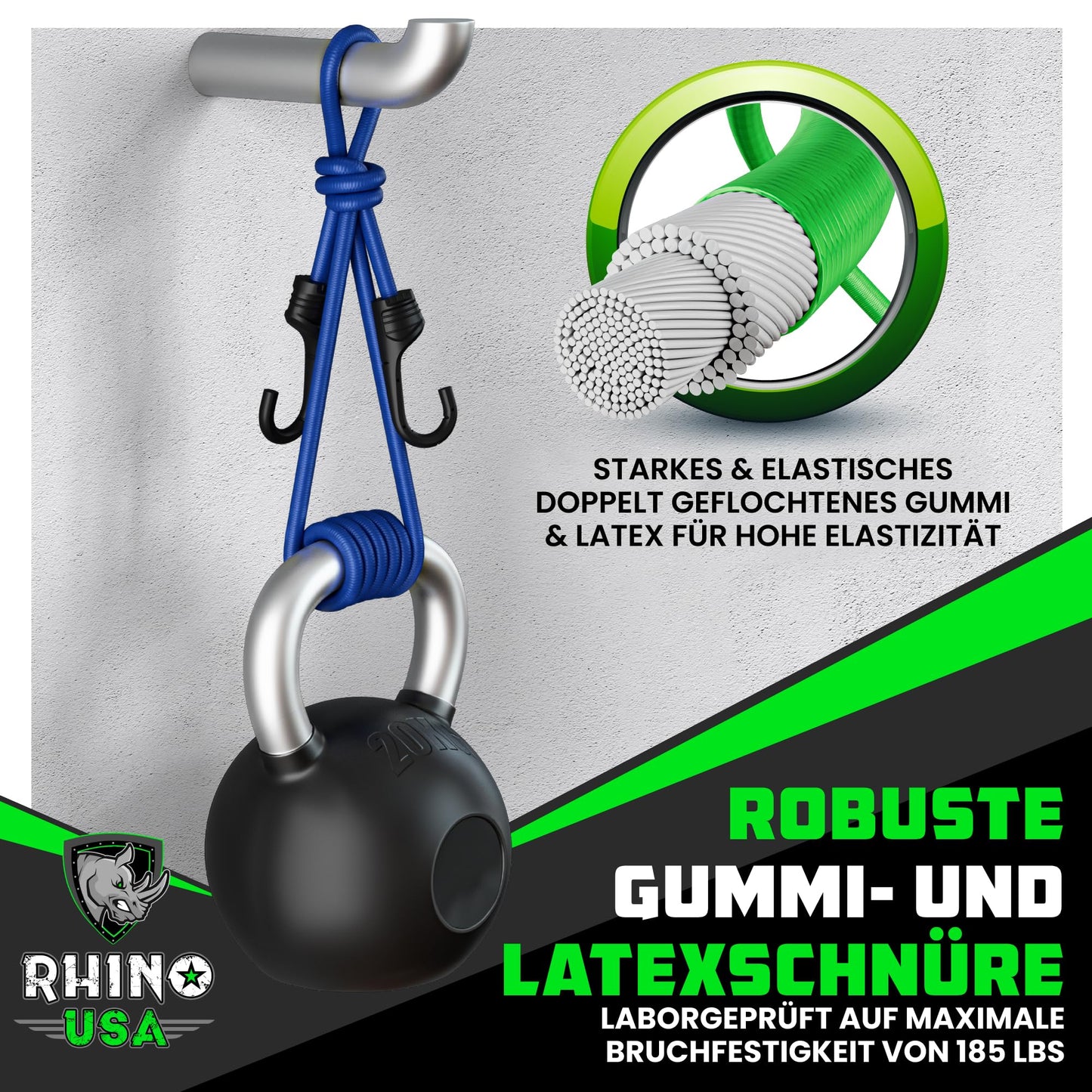 RHINO USA Bungee-Seile mit Haken – Robustes 28-teiliges Sortiment für den Außenbereich mit 4 kostenlosen Planen-Clips, Kordelzug-Organizer-Tasche, Baldachin-Krawatten und Ball-Bungees