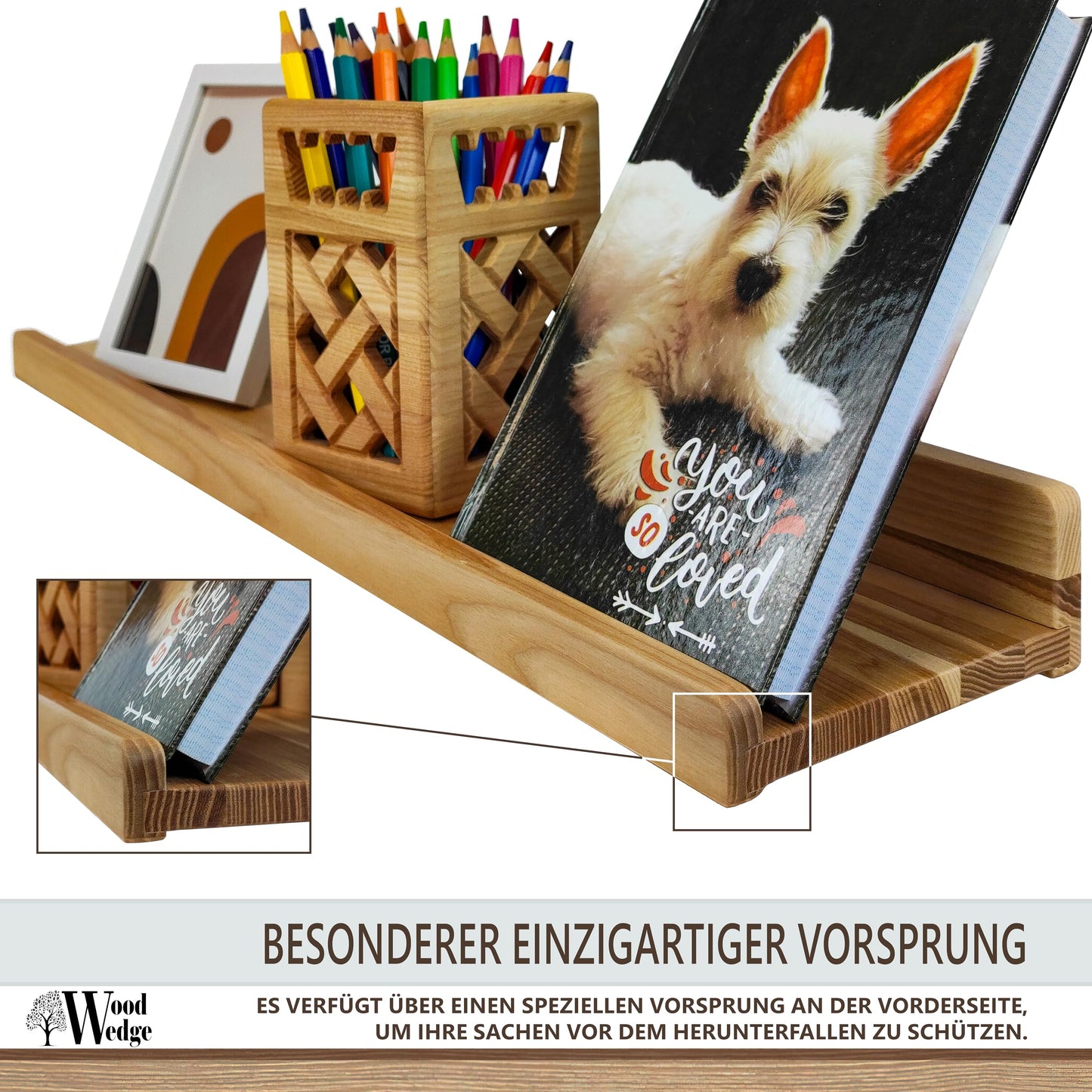 Handgearbeitet 2er-Set Schwebende Wandregal, Rustikale Holzregale mit Lippe, Kinderbücherregale, Bild & Fotoregal für Schlafzimmer, Wohnzimmer, Badezimmer, Küche, Büro (natürlich 60cm)