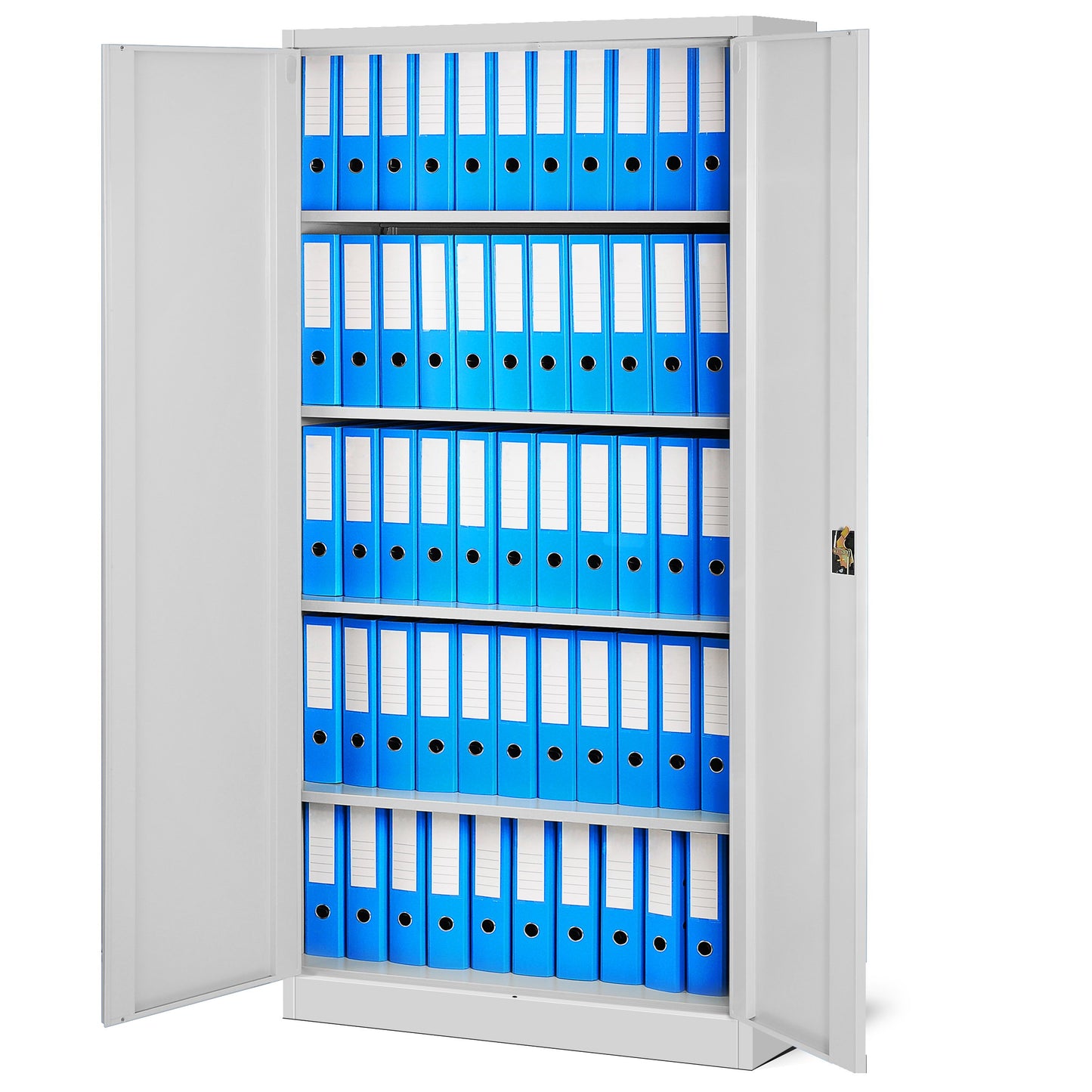 Jan Nowak Aktenschrank C001H Büroschrank Metallschrank Stahlschrank Werkzeugschrank Stahlblech Pulverbeschichtet Flügeltürschrank Abschließbar 195 cm x 90 cm x 40 cm (grau/grau)