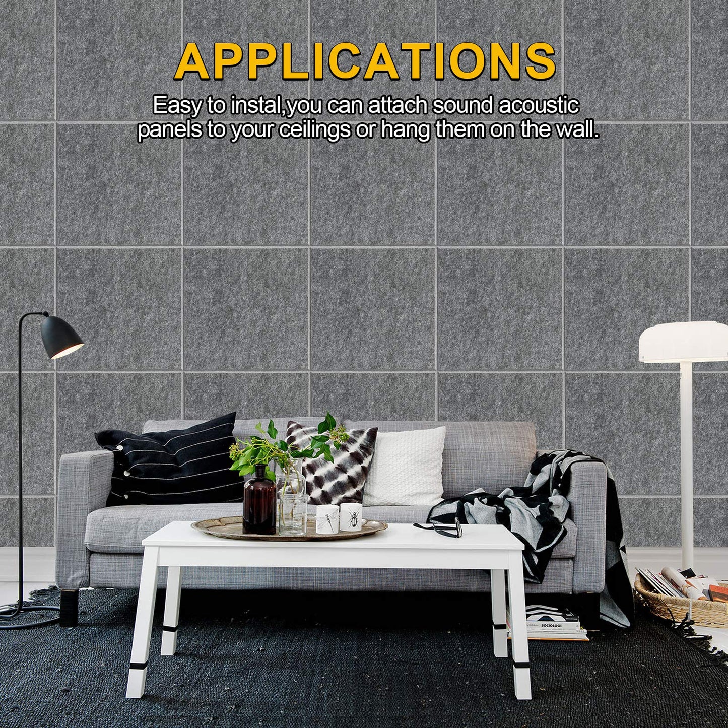 Akustik Panel, AGPtEK 12er Pack Akustische Absorptionsplatten 30,5x30,5x0.9 cm Schallschutzpaneele, Hohe Dichte Schallabsorbierende Akustik Panels für Haus & Büro, Wanddekor & Akustische Behandlung