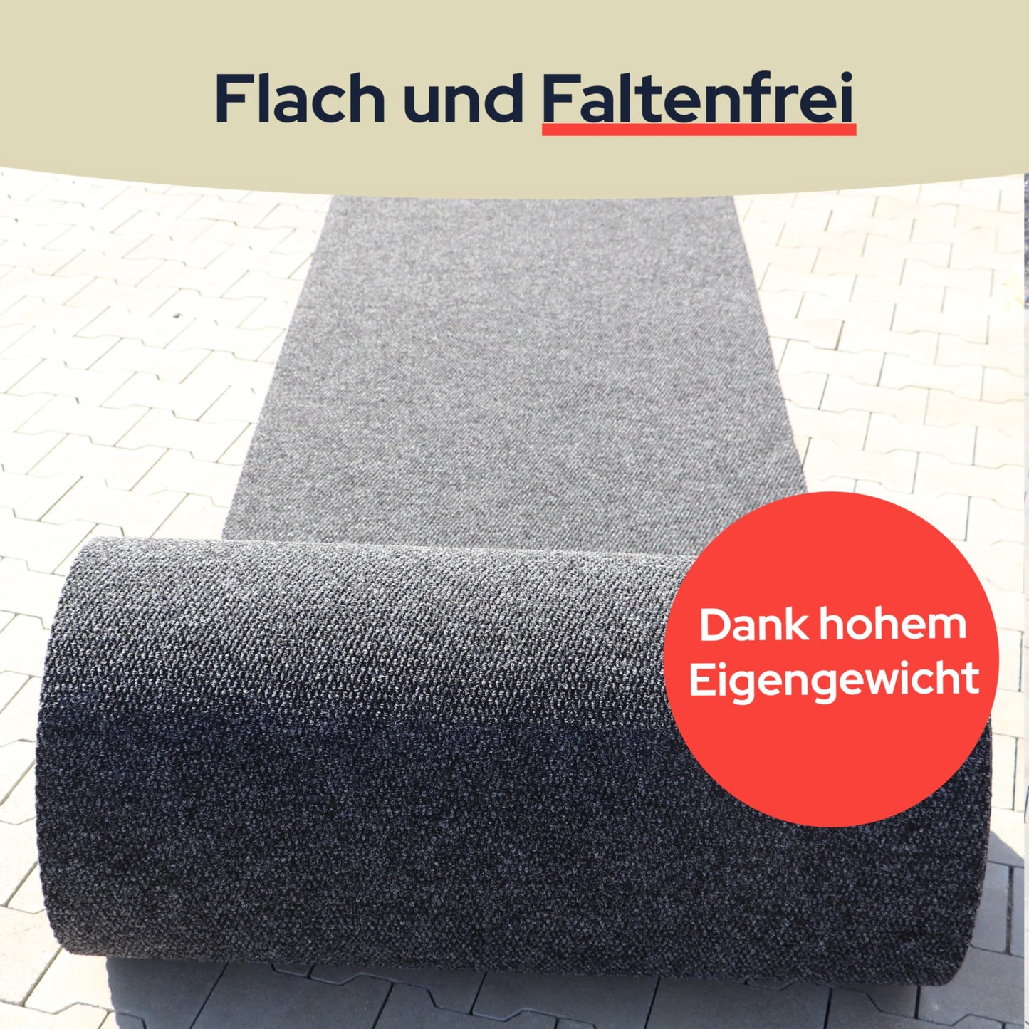 Primaflor Sauberlauf - PICOLLO, Rot, 1,00m x 1,50m, Rutschfester Schmutzfangläufer Meterware, Robuster Küchenläufer nach Maß, Zuschneidbarer Teppichläufer, Eingangsmatte für Flur und Windfang