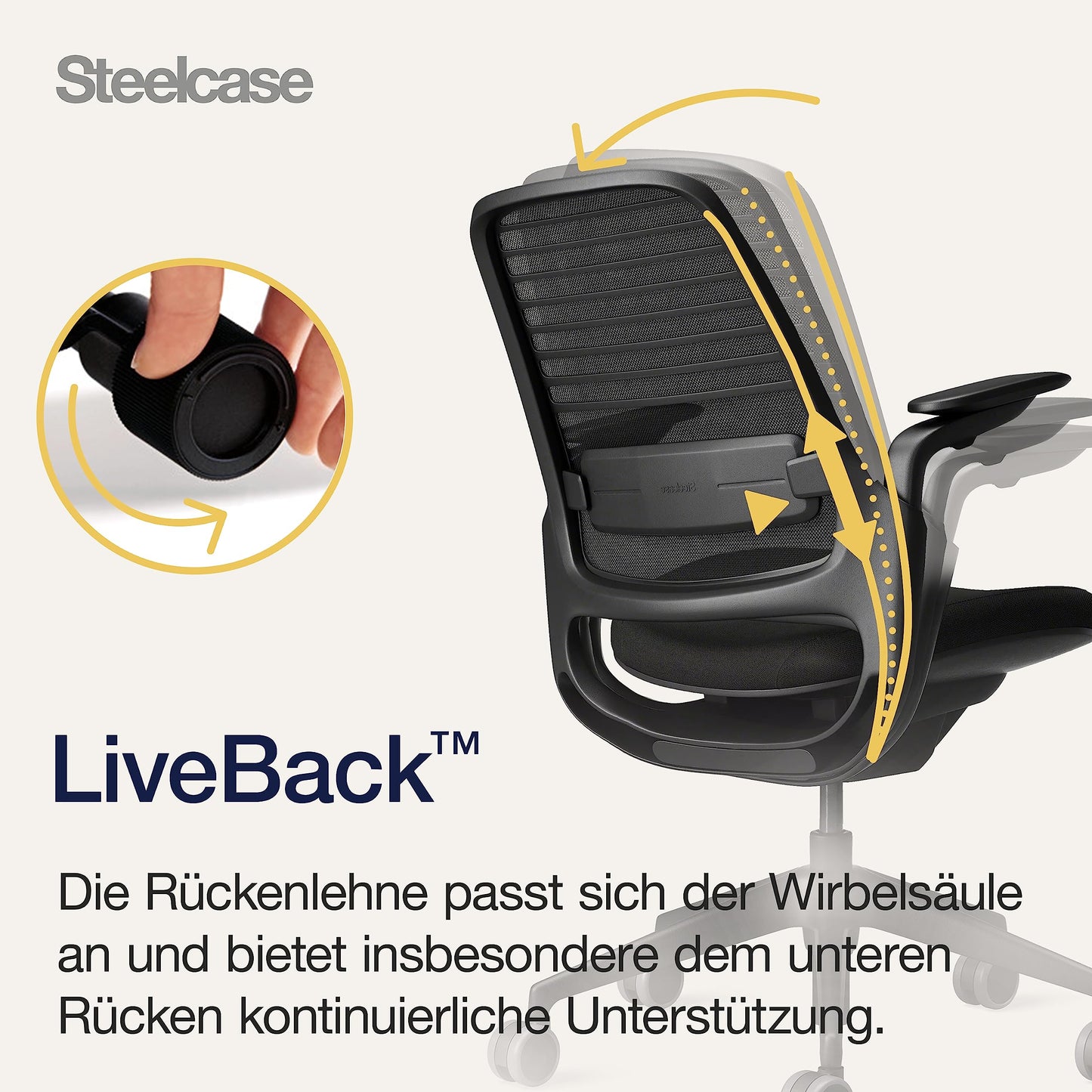 Steelcase Series 1 Ergonomischer Bürostuhl mit LiveBack Lumbalstütze und 4D-Armlehnen Onyx Schwarz