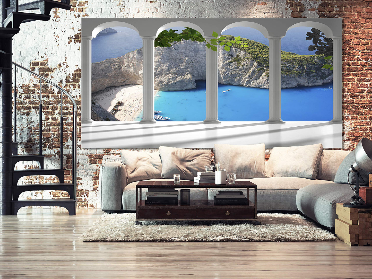 murando Wandbild Mega XXXL Fensterblick Einteiliger XXL-Format Kunstdruck zur Selbstmontage Leinwandbilder moderne Bilder DIY Wanddekoration Wohnung Deko Meer Strand Zakynthos