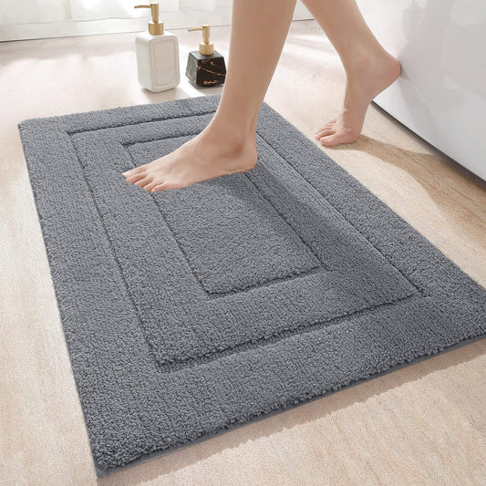 DEXI Badteppich rutschfeste,weicher Badezimmerteppich Wasserabsorbierend Badematte maschinenwaschbar Badvorleger für Dusche,Badewanne und Toilette, Grau, 40 x 60 cm