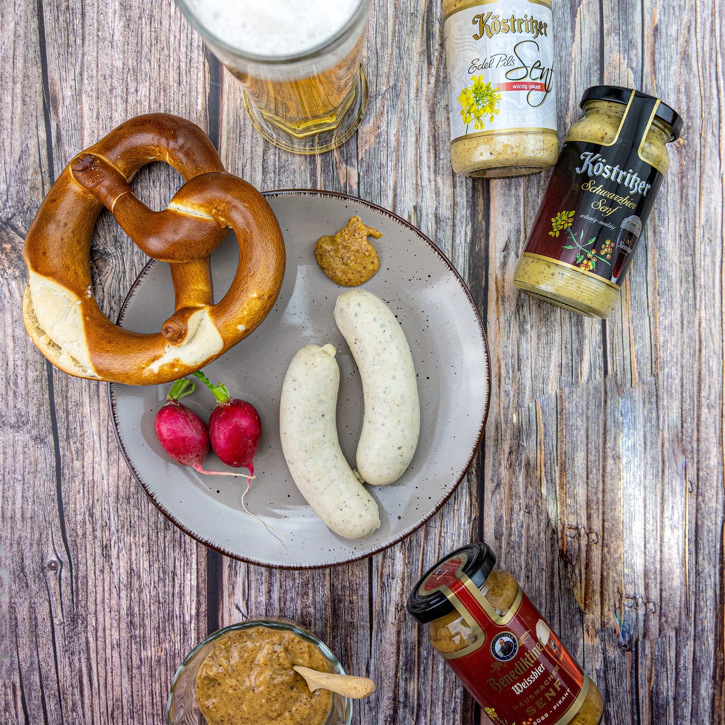Altenburger Original Bierkiste - drei mit Bier verfeinerte Senfsorten als Geschenk-Set (3-teilig), Geschenkbox für Männer und Frauen