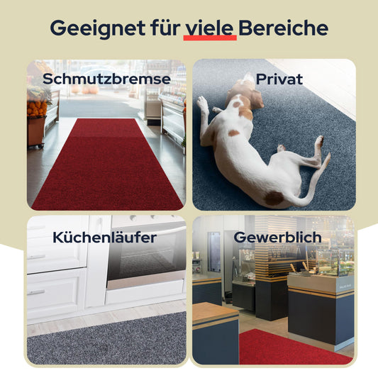 Primaflor Sauberlauf - PICOLLO, Rot, 1,00m x 1,50m, Rutschfester Schmutzfangläufer Meterware, Robuster Küchenläufer nach Maß, Zuschneidbarer Teppichläufer, Eingangsmatte für Flur und Windfang