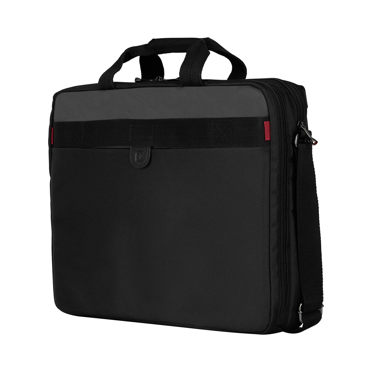 WENGER Legacy 17 Laptop-Tasche zum Umhängen, Notebook bis 17 Zoll, Aktentasche, Organizer, 12 l, Damen Herren, Büro Business-Reisen Uni, Schwarz/Grau, 600654