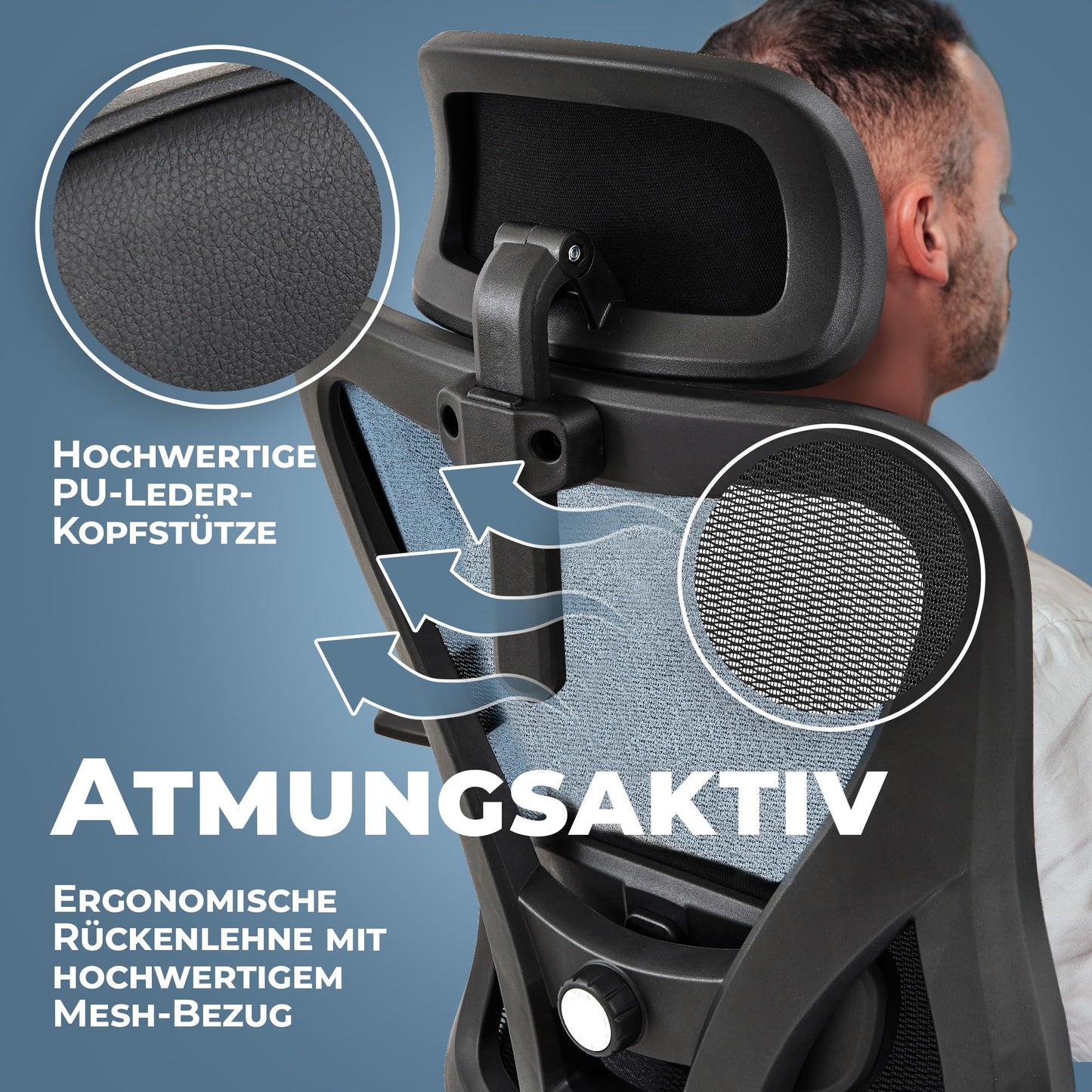 CLOUVOU CleverSeat Bürostuhl Ergonomisch [TESTSIEGER] Schreibtischstuhl 100% individuell einstellbar | Büro Stuhl & Gaming Stuhl | Computerstuhl Home Office Chair Ergonomic | Drehstuhl 150 kg