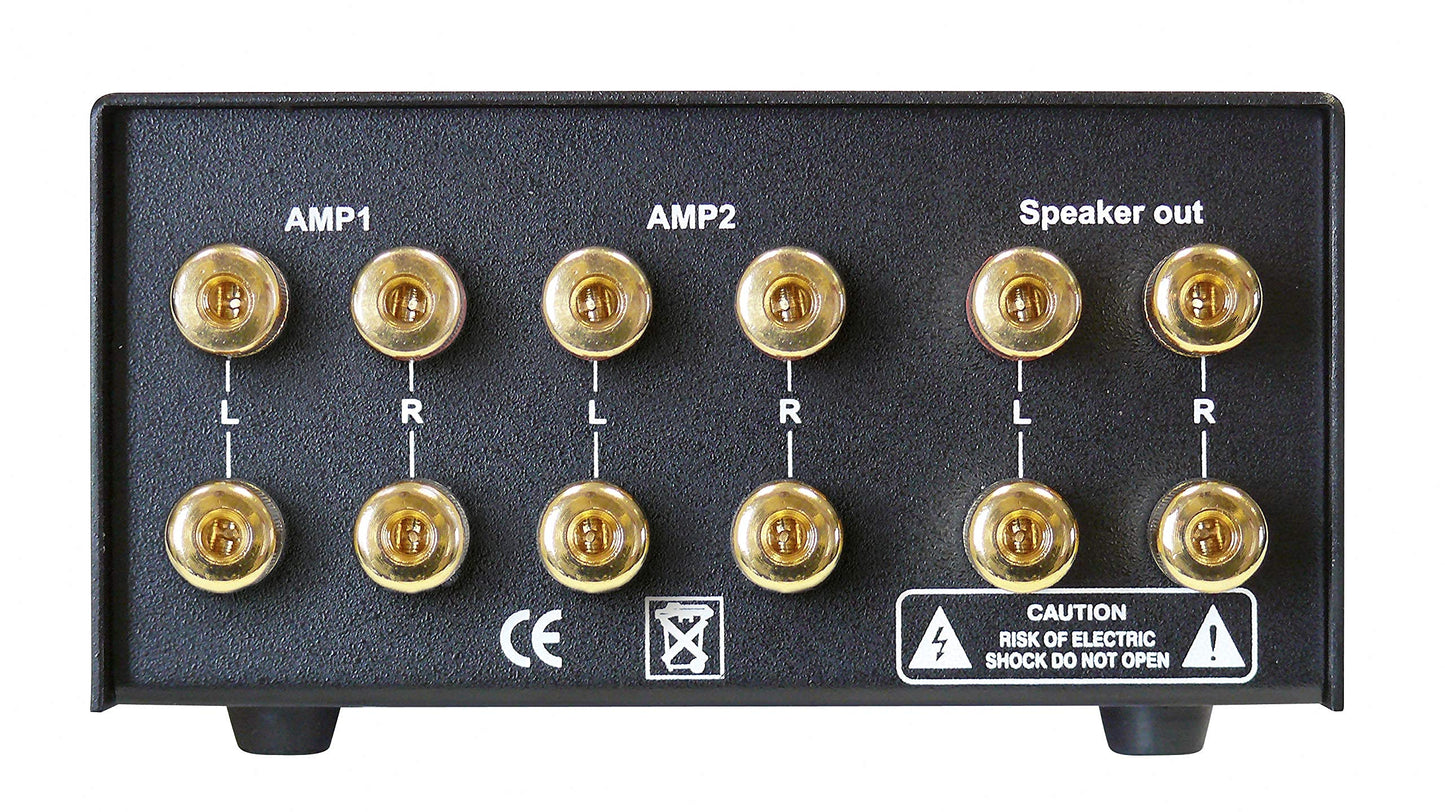 Dynavox AMP-S MKII, Verstärker- und Boxen-Umschalter in Metallgehäuse, für Stereo- und Surround-Verstärker, Verbindung über Bananenstecker oder Klemmanschluss, Schwarz