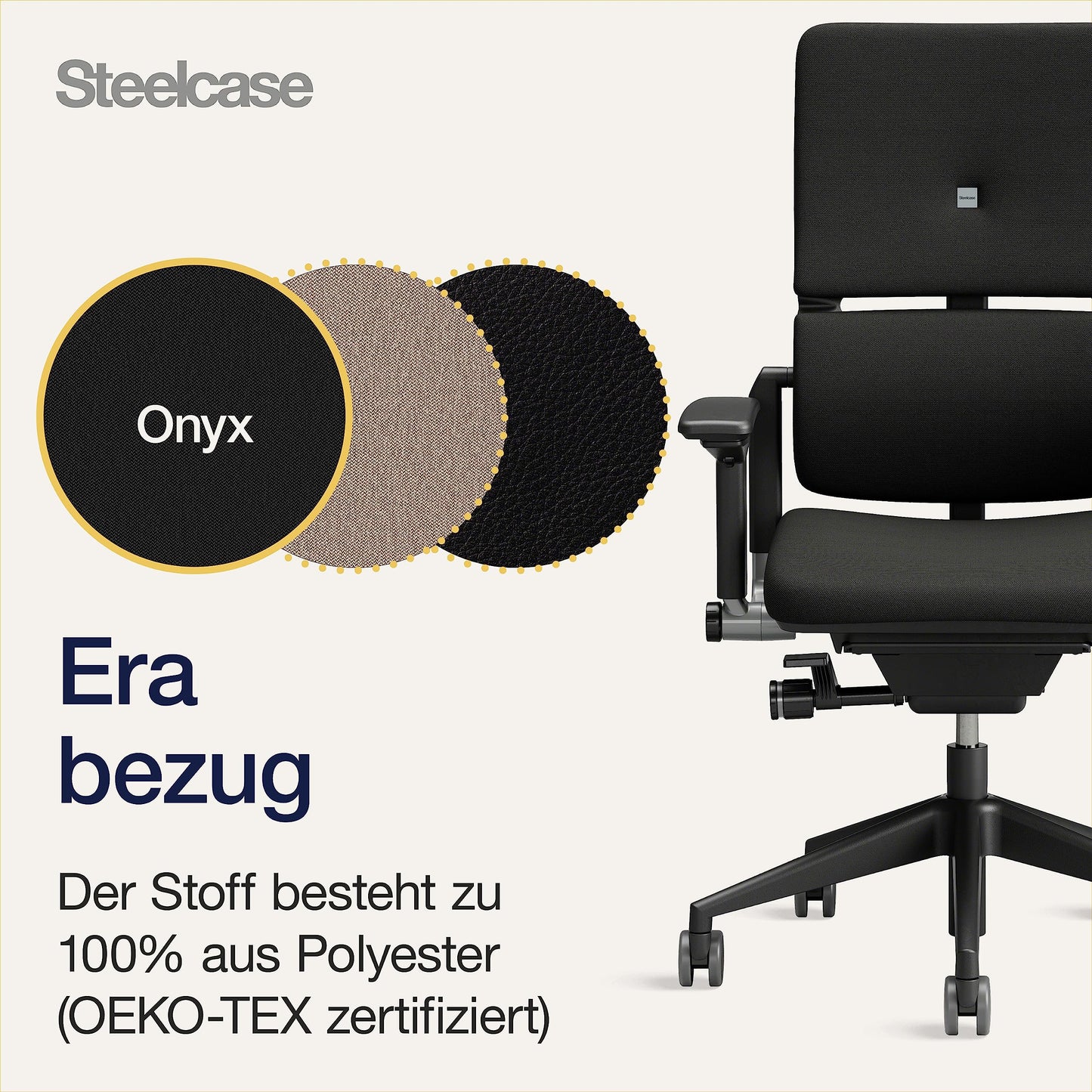 Steelcase Please Ergonomischer Bürodrehstuhl mit höhenverstellbarer Lumbalstütze Onyx Schwarz