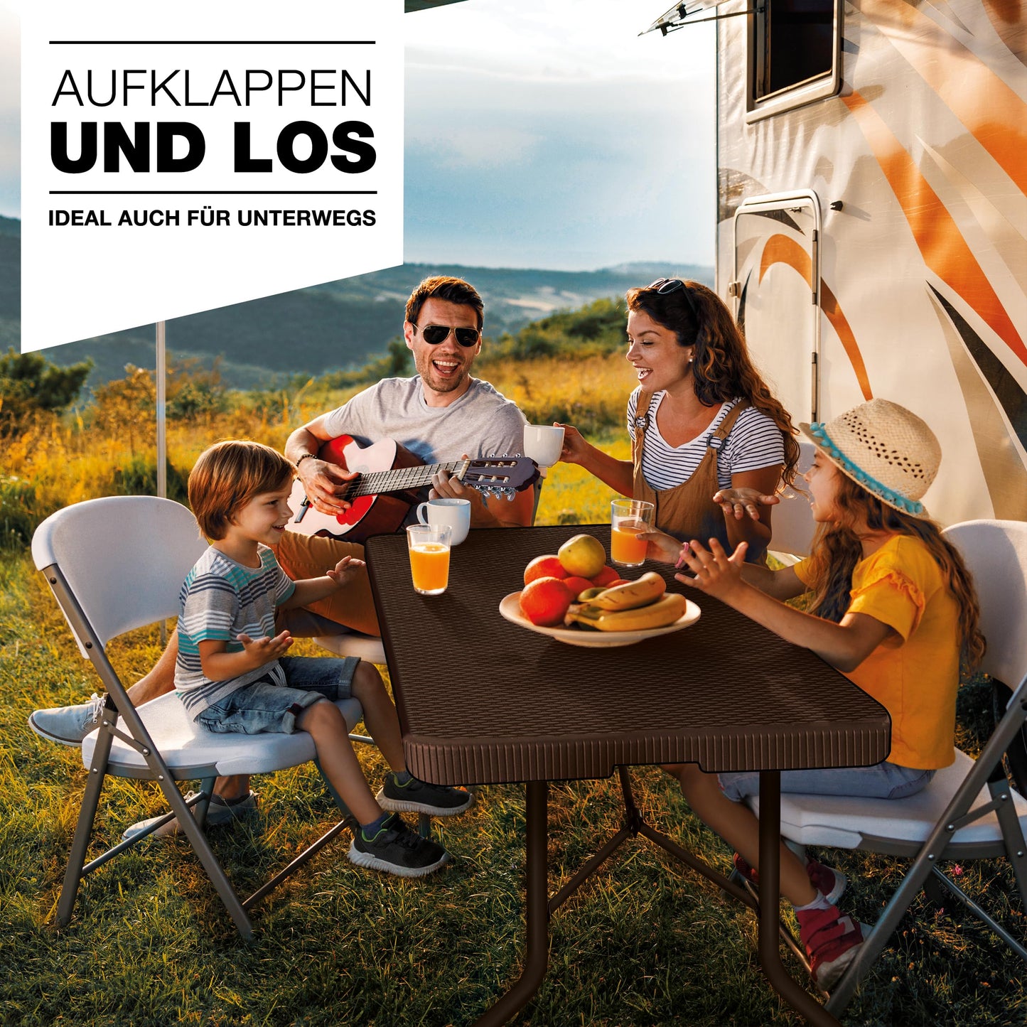 tillvex Gartentisch klappbar Rattan Optik 180x75cm | Buffettisch mit Tragegriff | Klapptisch für Garten Terrasse und Balkon | Campingtisch 6 Personen