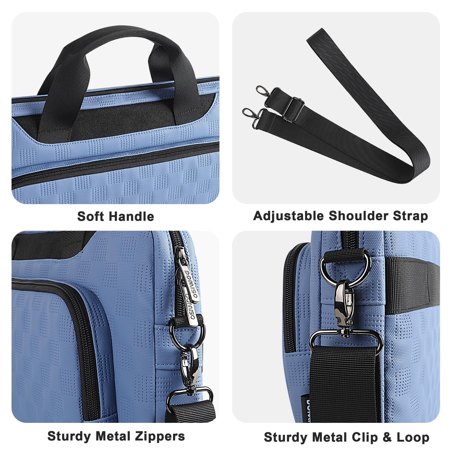 DOMISO 17 Zoll Laptop Tasche 17,3 Zoll Laptop Aktenkoffer wasserdicht 17 Zoll Laptop Tasche für Männer Frauen Business Büromaschine Arbeit Computertasche 17 Zoll einstellbar Messenger Bag, Blau