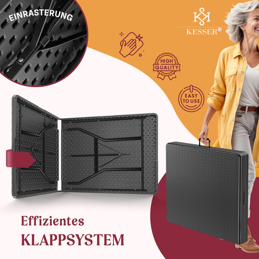 KESSER® Buffettisch Tisch klappbar Kunststoff 183x76 cm Rattan Optik Campingtisch Partytisch Klapptisch Gartentisch für Garten Terrasse und Balkon zusammenklappbar 6 Personen ink. Tragegriff Anthrazit