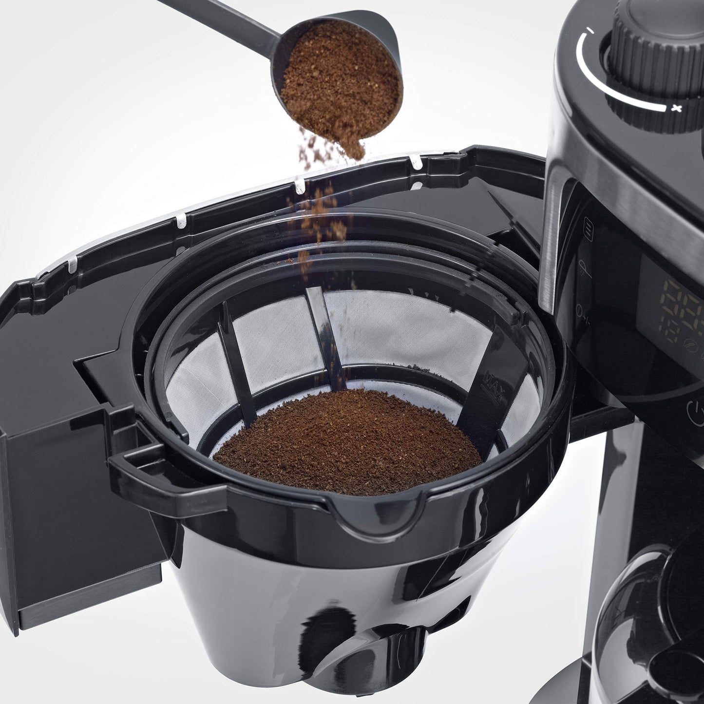 SEVERIN Filterkaffeemaschine mit Edelstahl-Mahlwerk und Thermokanne, feinste Mahlung und individuell auswählbarer Mahlgrad, 1000 W, für bis zu 8 Tassen / ca. 1 Liter, Schwarz, KA 4814