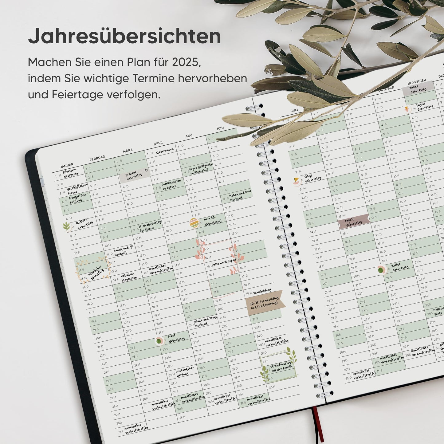 Terminplaner 2025 A4 von Smart Panda – Wochenplaner A4, Kalender 2025 – Softcover Tagebuch, 30 Minuten-Intervalle – Terminkalender, Planer 2025 – auf Deutsch