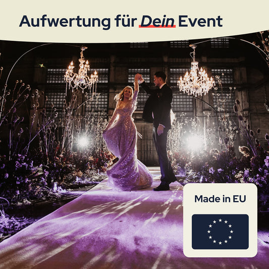 Primaflor Event-Teppich Meterware Dublin - Schwarz, 1,00m x 2,50m, Viele Farben, Schwer Entflammbarer Hochzeits-Läufer, B1 Messeteppich, Gangläufer