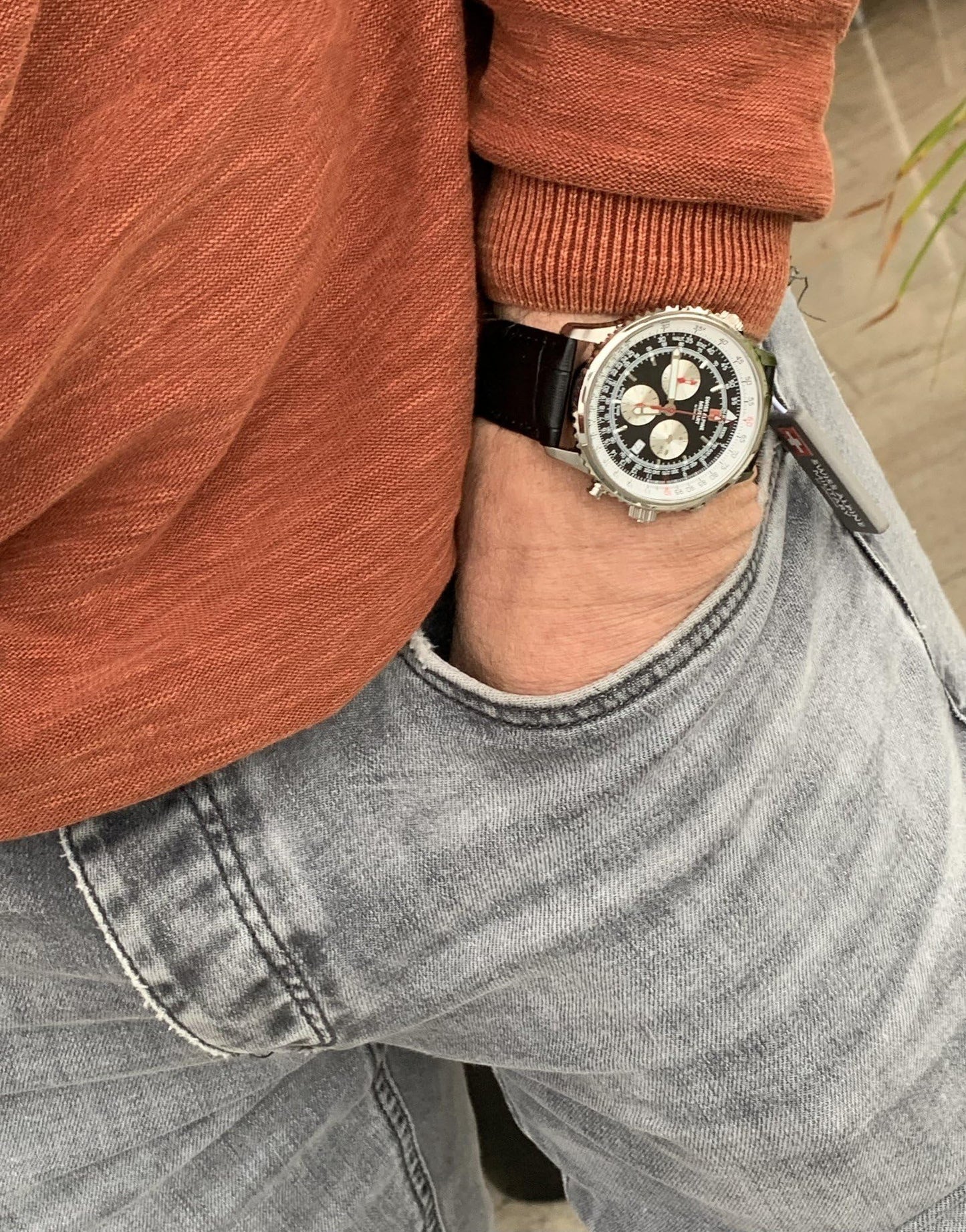Swiss Alpine Military Herren Uhr Chronograph Analog Quarz 7078.9537SAM Leder