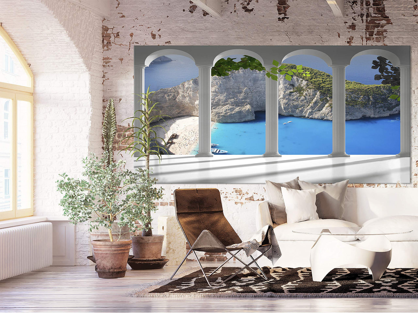 murando Wandbild Mega XXXL Fensterblick Einteiliger XXL-Format Kunstdruck zur Selbstmontage Leinwandbilder moderne Bilder DIY Wanddekoration Wohnung Deko Meer Strand Zakynthos