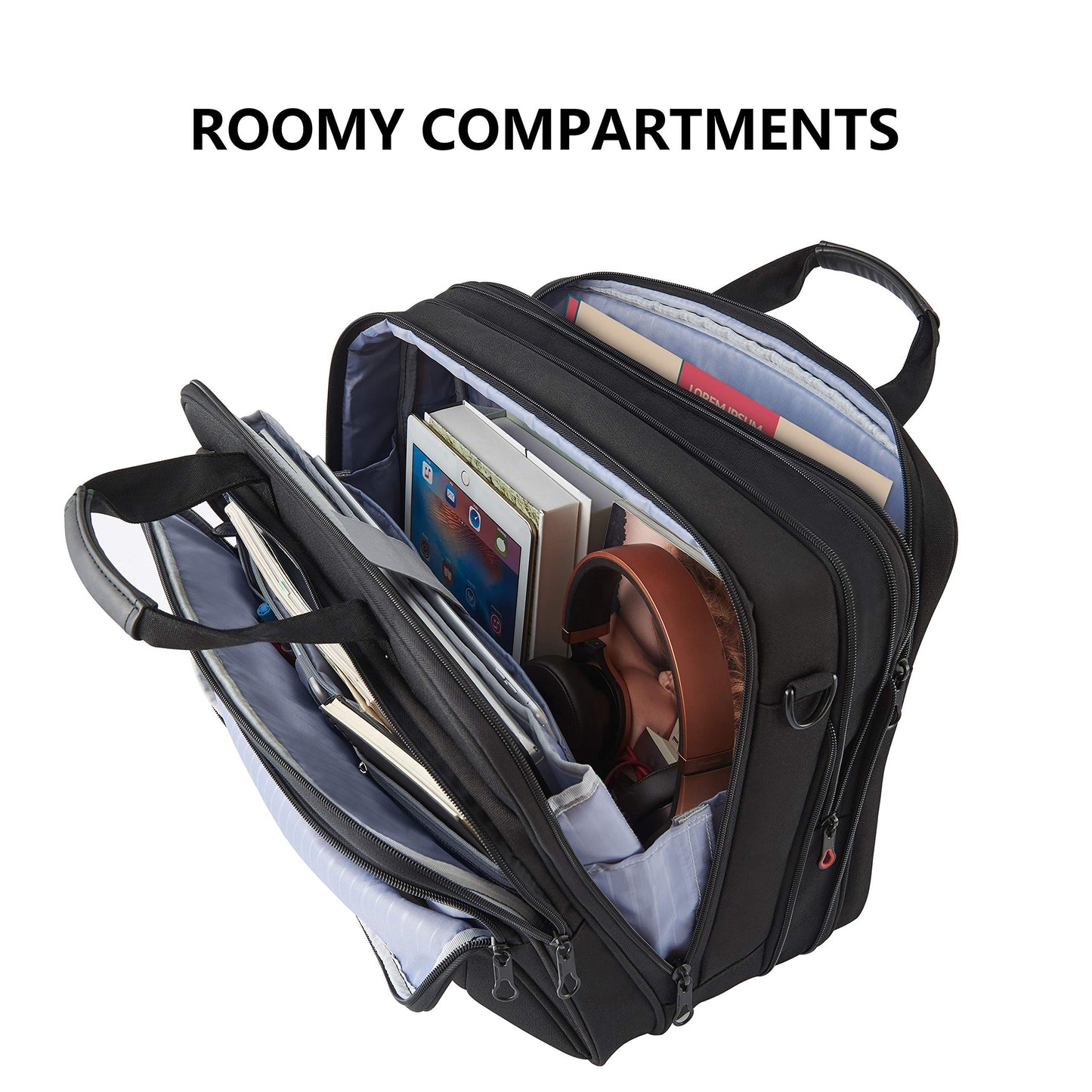 KROSER 18 Zoll Handtasche, Laptoptasche bis 17,3 Zoll, wasserdicht, dehnbar, Dokumententasche mit Schultergurt, für Reisen/Geschäft/Schule/Herren/Damen, Laptop Bag