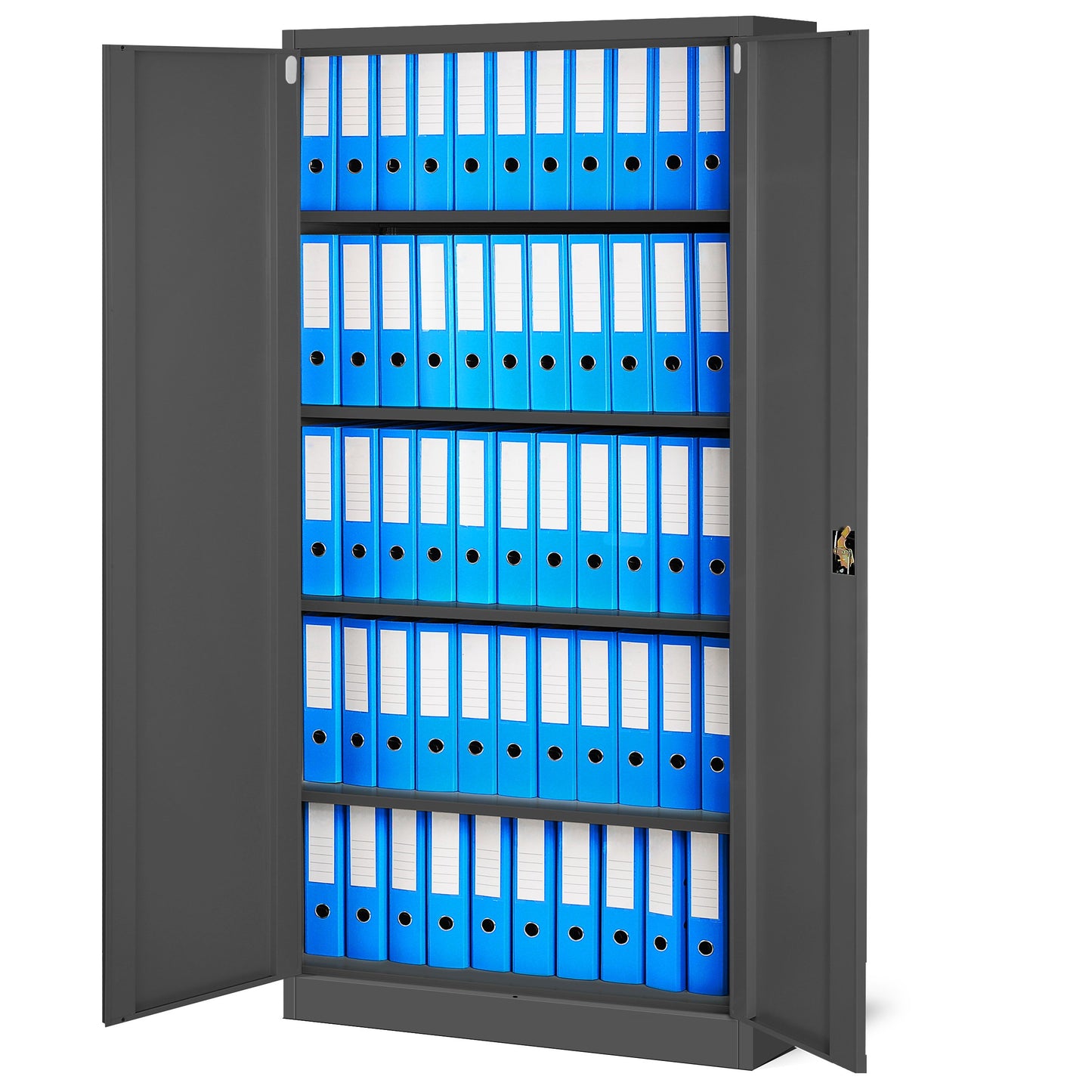 Metall Aktenschrank Abschließbar mit 2 Türen - Metallschrank  185 x 90 x 40 cm - Metall Aktenschrank Abschließbar mit 2 Türen