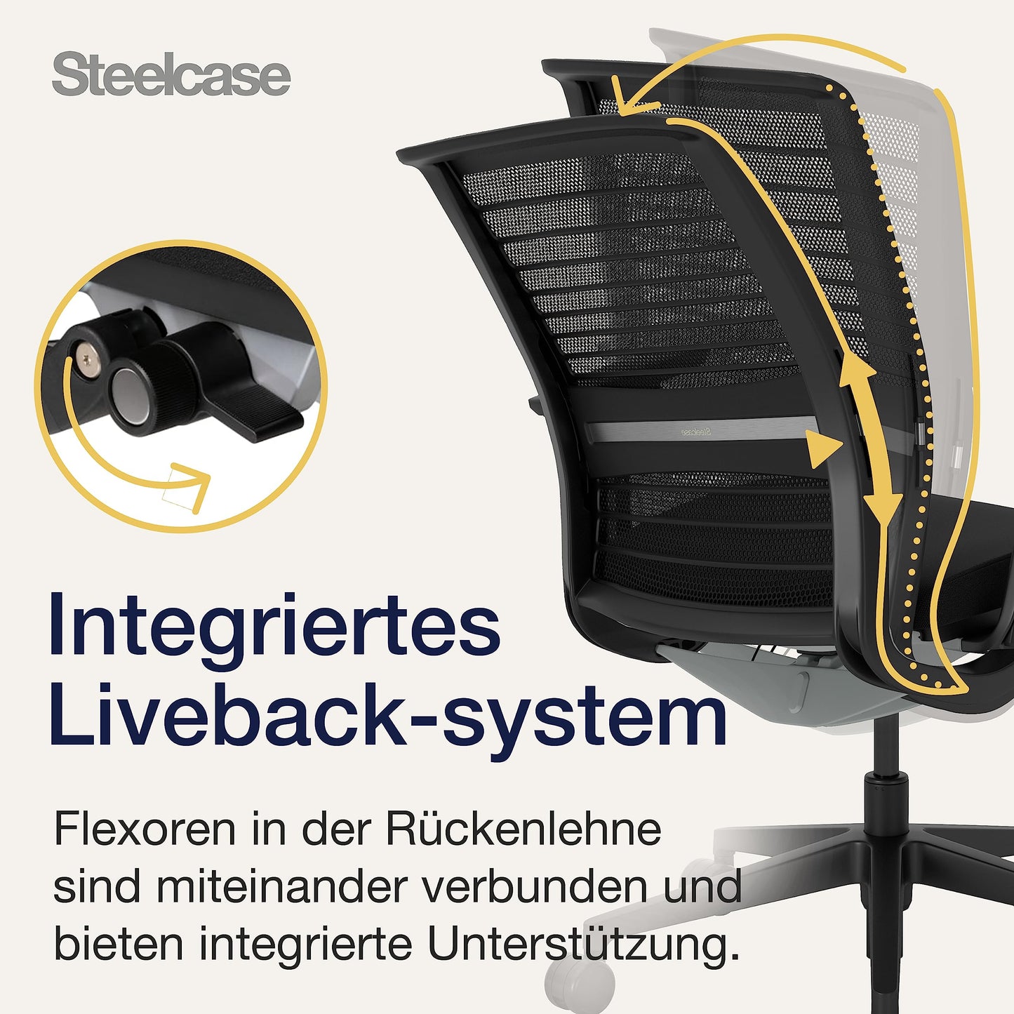 Steelcase Think Ergonomischer Bürostuhl mit LiveBack Lumbalstütze, 4D-Armlehnen, nachhaltigem Design Onyx