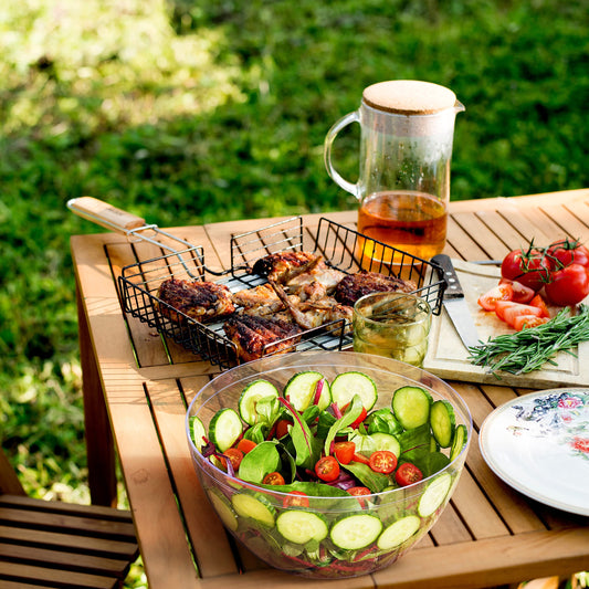 MATANA 5 Große Transparente Plastikschalen, Salatschüsseln, Plastikschüsseln, Snackschalen für Kindergeburtstage, Picknick & Partys (XL 3500ml) - Mehrweg & Stabil