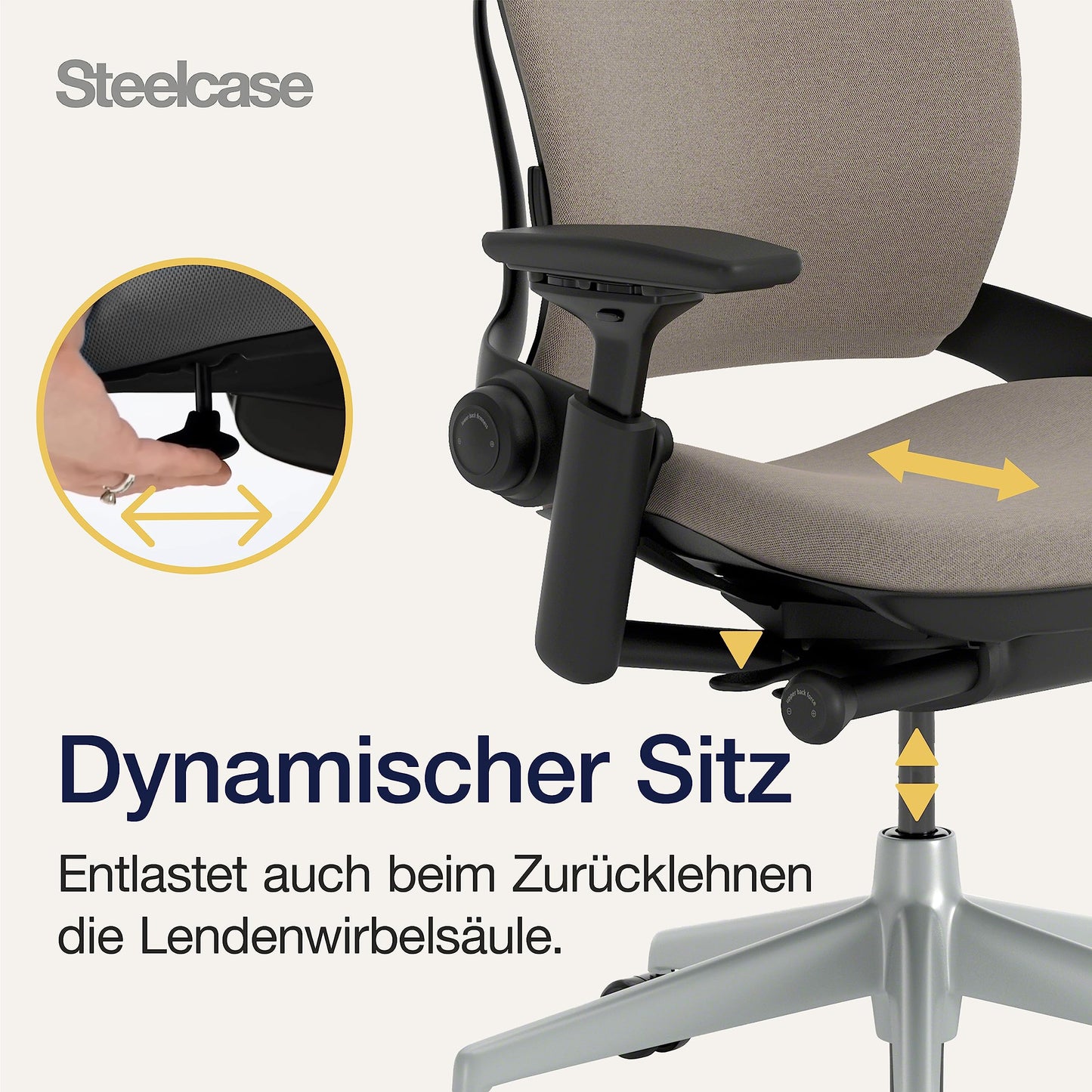 Steelcase Leap Ergonomischer Bürostuhl mit LiveBack Lumbalstütze, flexibler Rückenlehne, anpassbarer Kopfstütze Trüffel