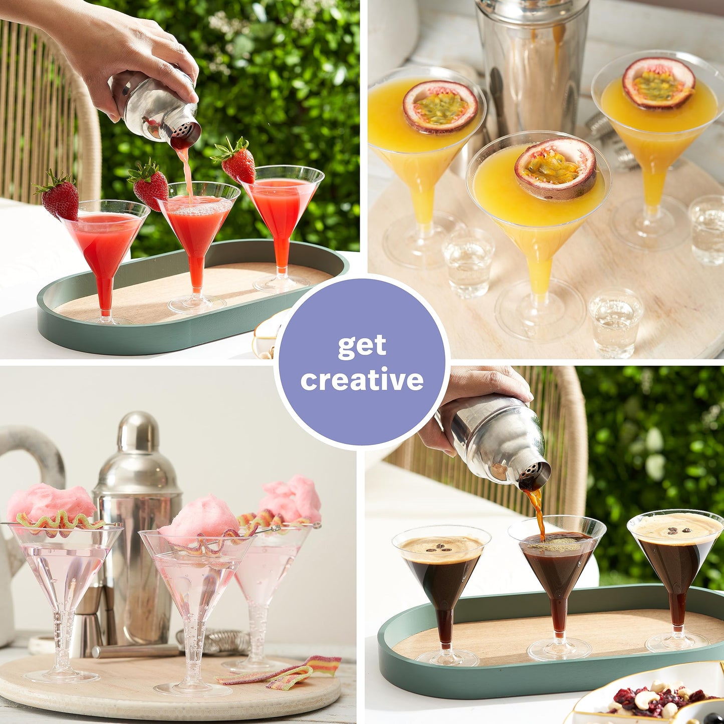 MATANA 48 Plastik Cocktailgläser, Martini Gläser Kunststoff, 210ml - Mehrweg Plastikbecher - Margarita Gläser, Cocktail Becher, Dessertbecher für Partys, Geburtstagen, Hochzeiten