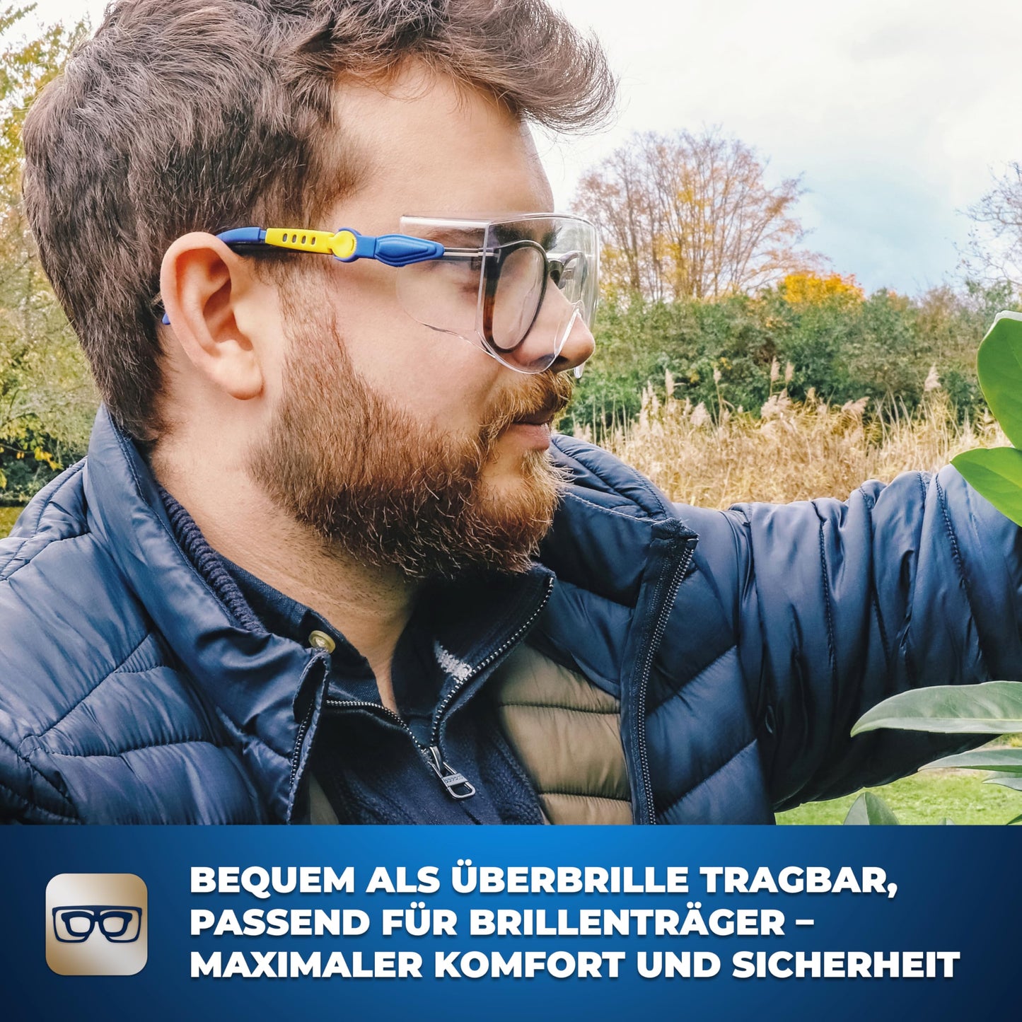 S&R Schutzbrille Set: Schlagfeste Sicherheits- und Arbeitsbrille mit UV-Schutz – Transparente Vollsicht-Überbrille aus Polycarbonat für optimalen Augenschutz
