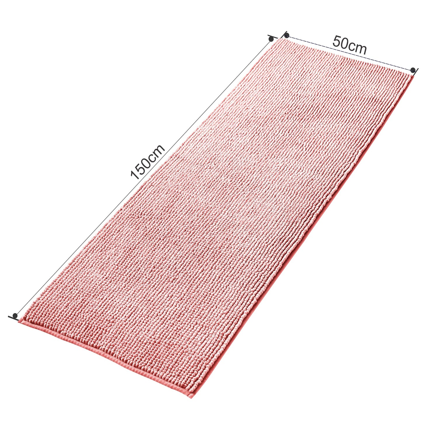 Decomira Badematte rutschfest | Als Badteppich Set kombinierbar | Badezimmer-Teppich Bad-Vorleger waschbar aus Chenille | Duschvorleger für Dusche, Badewannen, WC Deko | Rosa - 50x150 cm