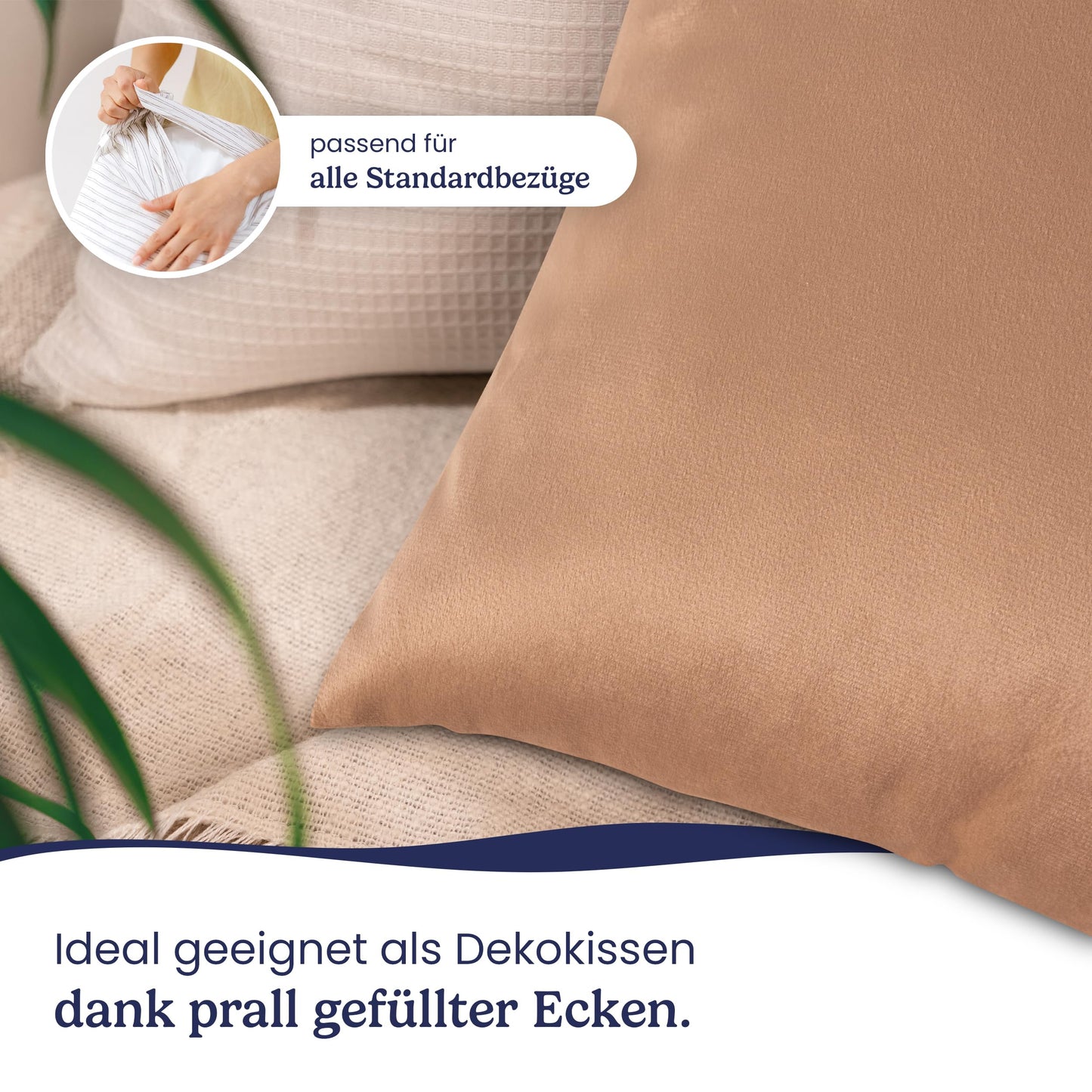 Polyester Kopfkissen (40x40 cm groß) - 2er Set Kissen für Bett und als Dekokissen - Mit Reißverschluss für Füllung - Sofakissen - Zierkissen für Couch und Sofa - Ökotex - Waschbar bis 60° - Weiß