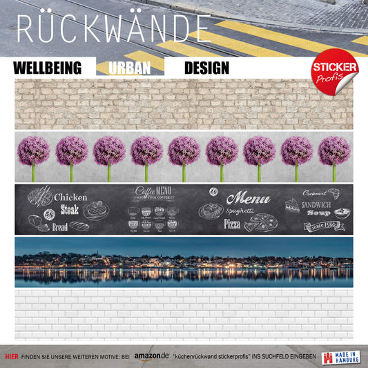 StickerProfis Küchenrückwand selbstklebend Glasoptik - WILDBLUMENWIESE - 1.8mm, Versteift, alle Untergründe, Hart PET Material, Premium 60 x 220cm