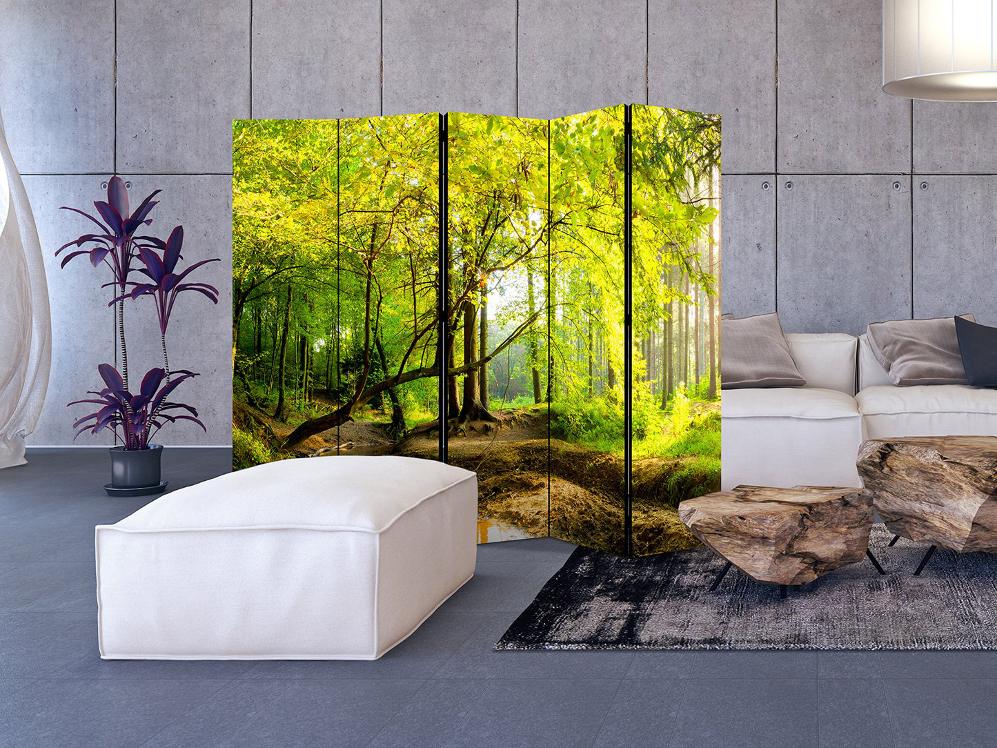 murando - Paravent Raumteiler Innen Natur 225x172 cm einseitig auf Vlies-Leinwand Bedruckt Trennwand Spanische Wand Sichtschutz Raumtrenner Home Office Wald c-B-0354-z-c