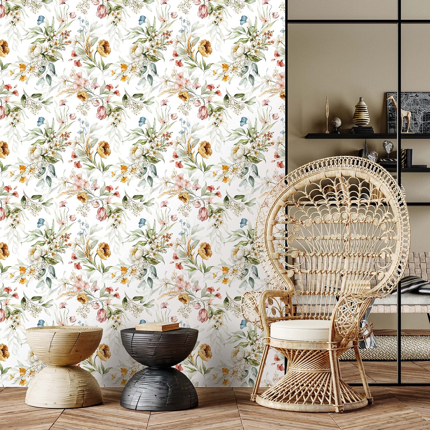 murando - Vlies Tapete Deko Panel Fototapete Blumen Wanddeko 10 m Tapetenrolle Mustertapete Wandtapete modern design Dekoration - Natur Botanik wie gemalt b-B-10073-j-a