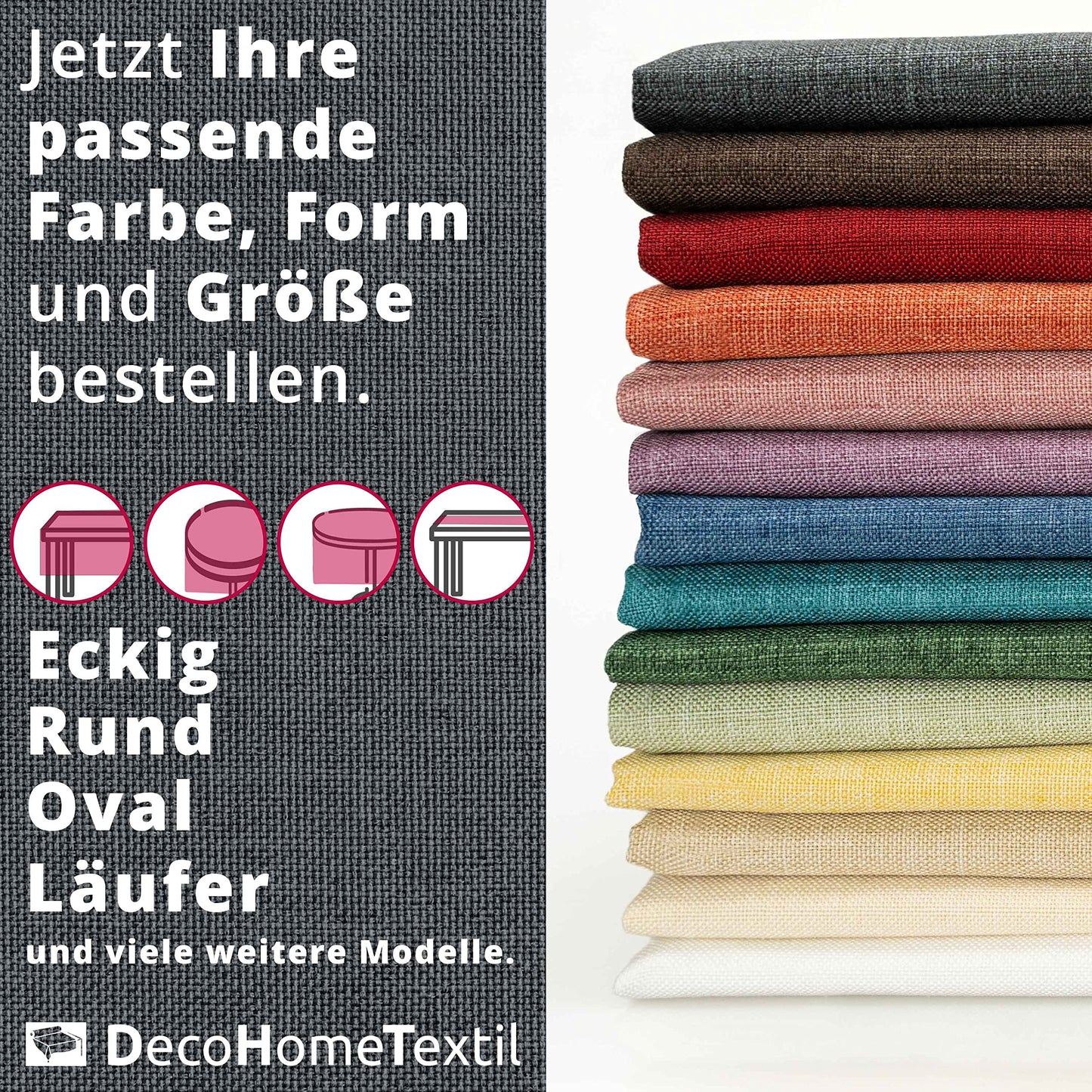 DecoHomeTextil Leinen Optik Farbe Größe wählbar - Eckig 110 x 180 BZW.180x110 BZW. 110x180 cm Grau Anthrazit mit Lotus Effekt Tischdecke mit Fleckschutz Grau Anthrazit TD Eckig