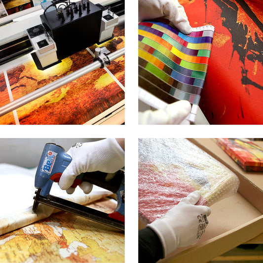 murando - Wandbilder XXL Set Herbst und Sommer Landschaft 120x90cm 2 Teilig je 60x90cm Collage 2er Leinwandbild Groß Wanddeko Wohnzimmer Wanddekoration - Wandkunst Farbenfrohes Baum c-H-10084-b-a