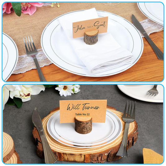 BELLE VOUS 30er Pack Tischkartenhalter Holz Karten Halter & Platzkarten - Rustikale Kartenständer Holz Tischnummern Holz Kartenhalter für Hochzeit/Geburtstag, Fotos, Memo & Notizklammern