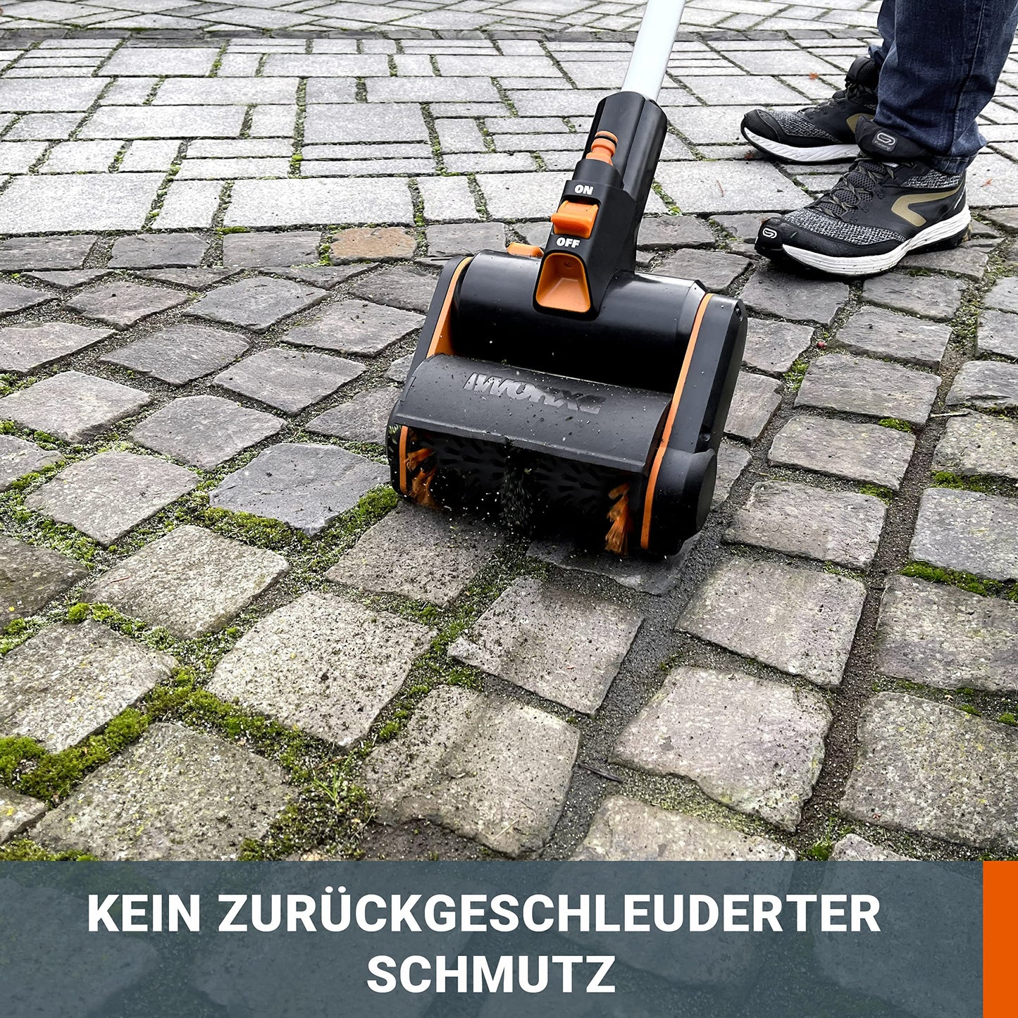 WORX WG441E.9 Akku-Multi-Bürste 20V -multifunktionale Oberflächenbürste für Stein-& Holfzflächenreinigung & Unkrautentfernung -integrierter Wasseranschluss -PowerShare kompatibel-ohne Akku & Ladegerät