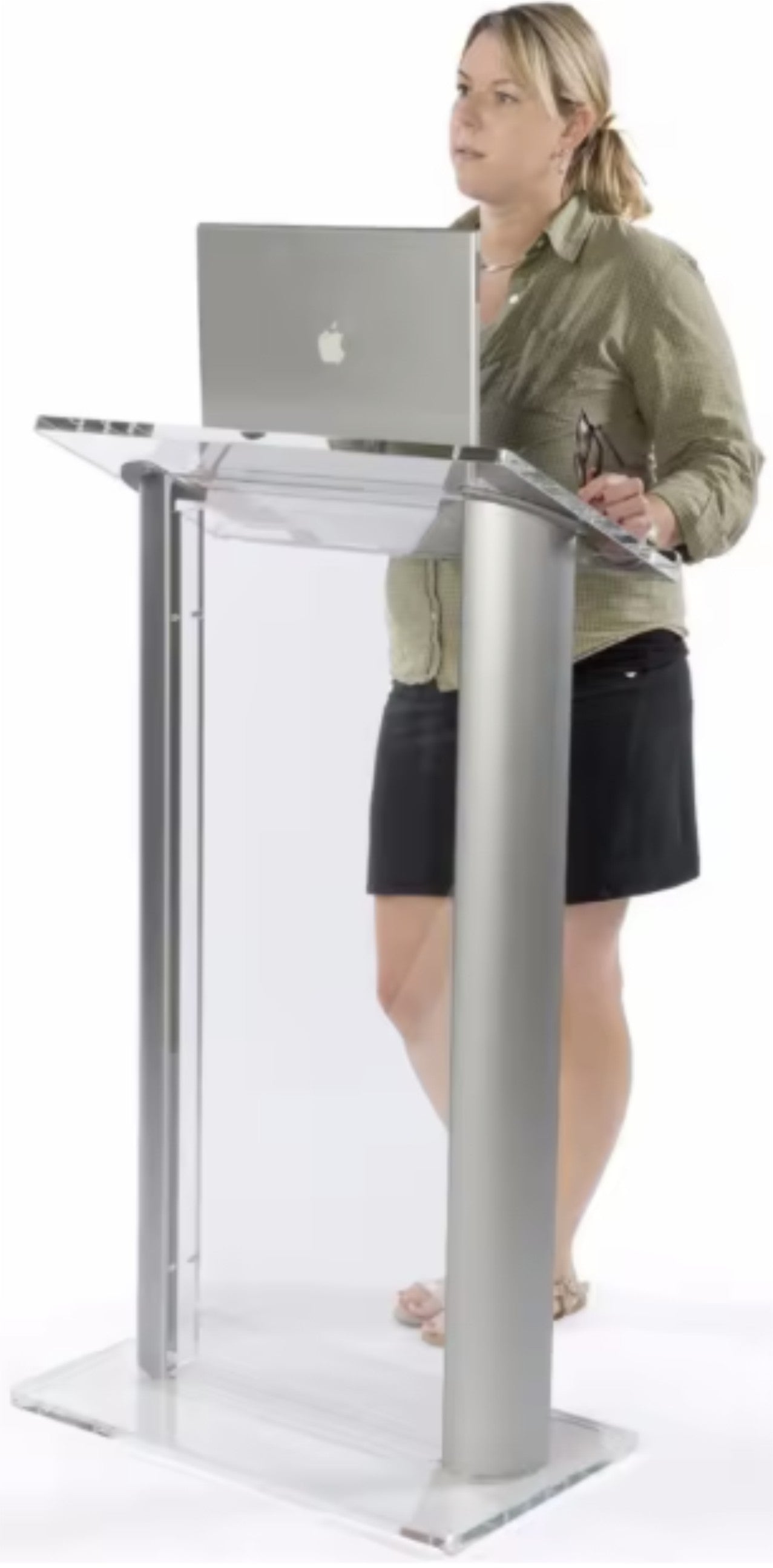 Rednerpult BERLIN – elegantes Rednerpult aus Aluminium und Acryl