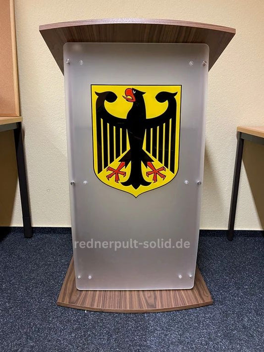 Stehpult mit Logo aus Möbelplatten und Acrylglas - ROME